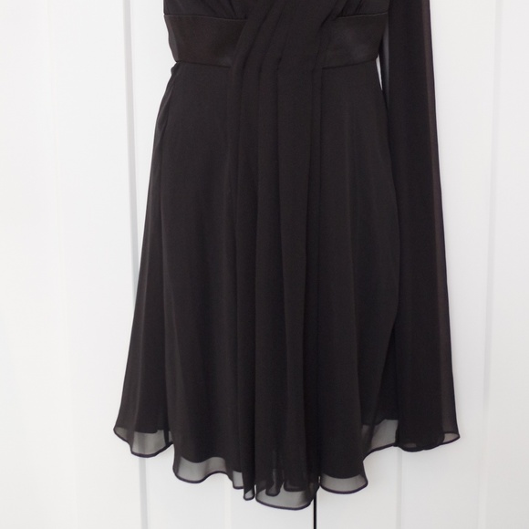 White House/Black Market 1 Shoulder Black Chiffon Cocktail Dress NEW- Sz. 2 - Picture 3 of 4